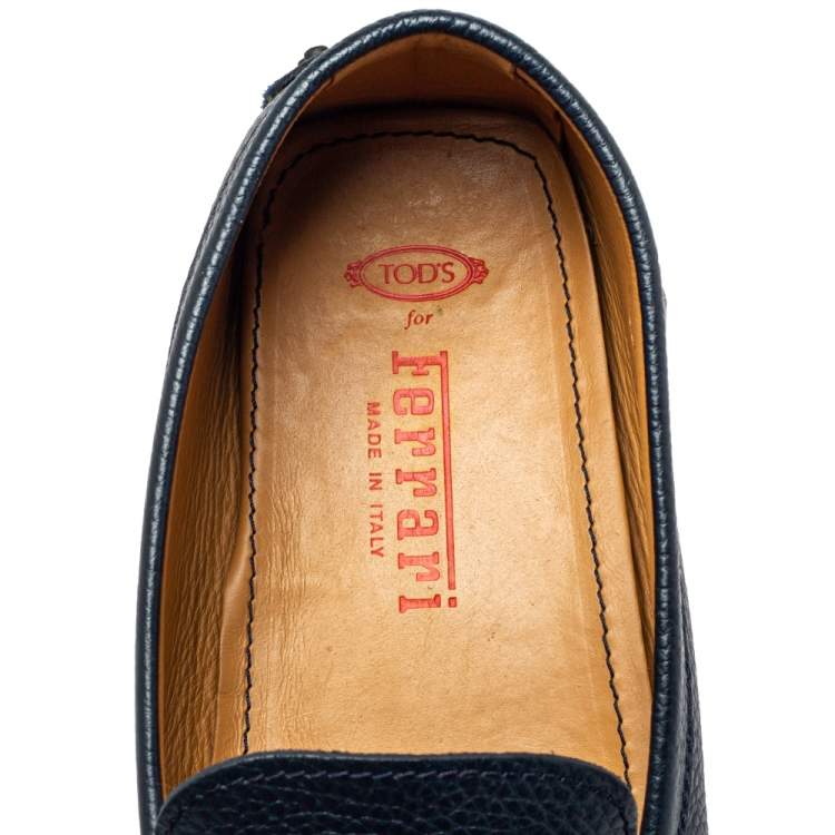 Pre Owned Tod's Blue Leather Slip on Loafers Size 45.5