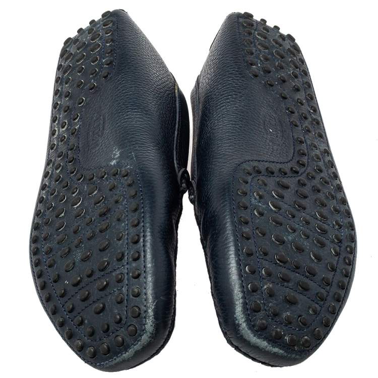 Pre Owned Tod's Blue Leather Slip on Loafers Size 45.5