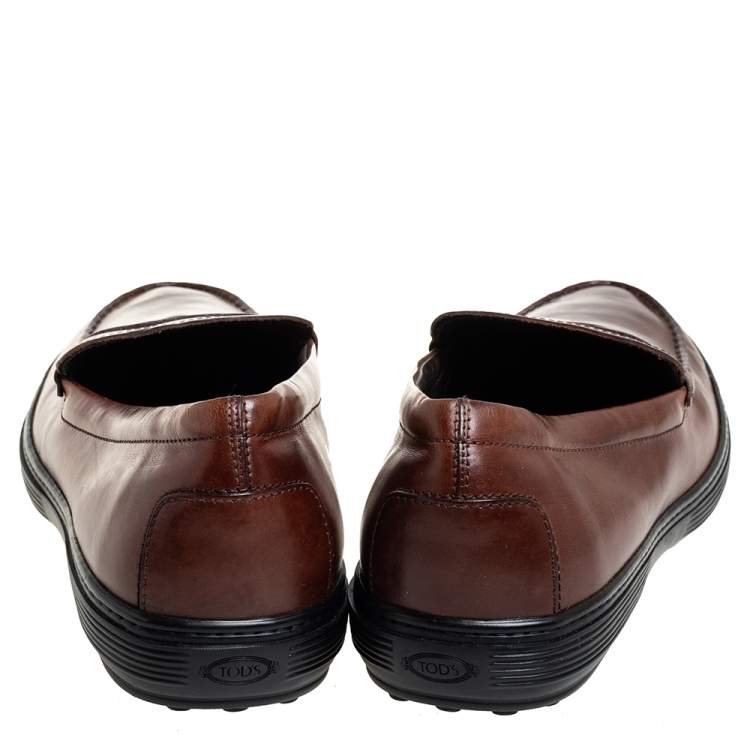 Pre Owned Tod's Brown Leather Slip On Loafers Size 47