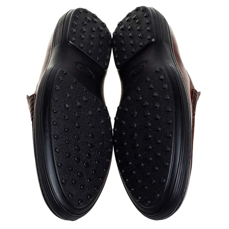 Pre Owned Tod's Brown Leather Slip On Loafers Size 47