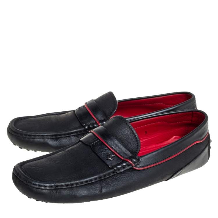 Pre Owned Tod's Black Leather Slip On Loafers Size 43 