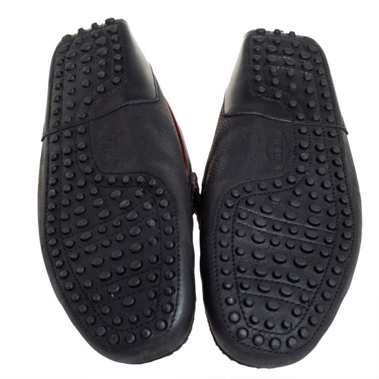 Pre Owned Tod's Black Leather Slip On Loafers Size 43 