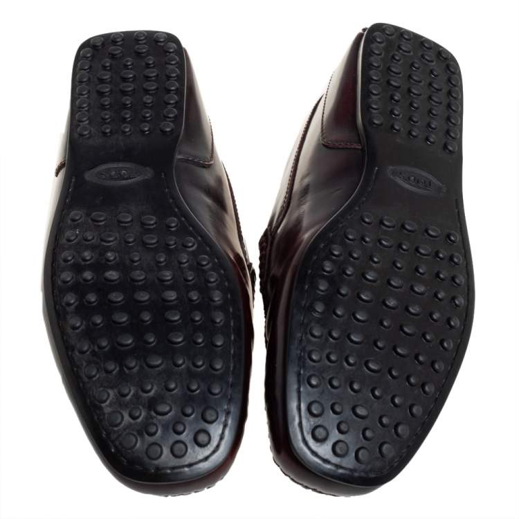Pre Owned Tods Burgundy Leather Slip On Loafers Size 41