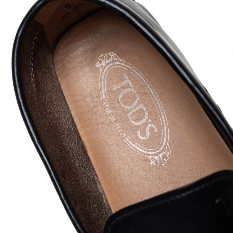 Pre Owned Tod's Black Leather Slip on Loafer Size 43