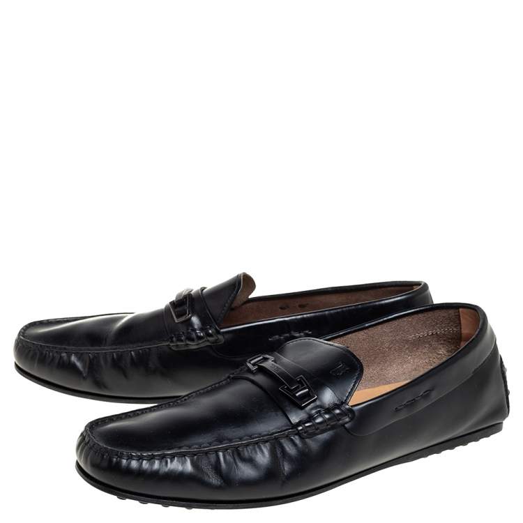 Pre Owned Tod's Black Leather Slip on Loafer Size 43