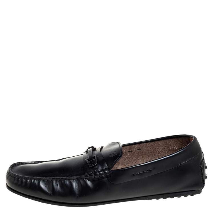 Pre Owned Tod's Black Leather Slip on Loafer Size 43