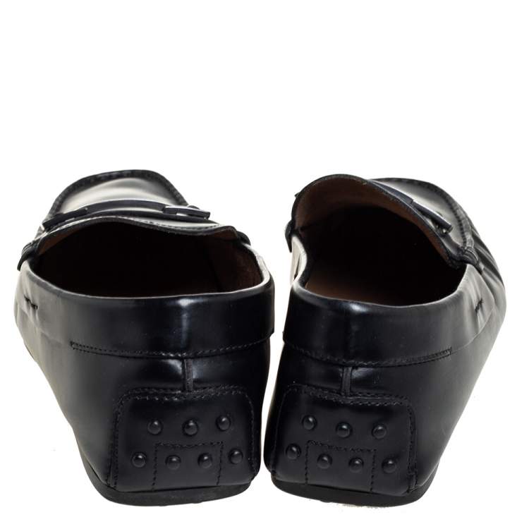 Pre Owned Tod's Black Leather Slip on Loafer Size 43