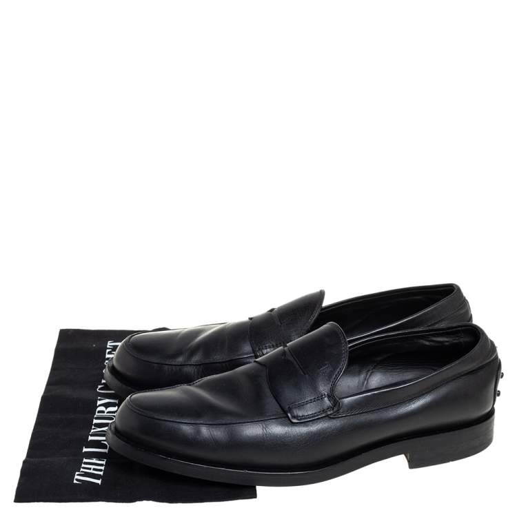 Pre Owned Tod's Black Leather Slip On Loafers Size 41 