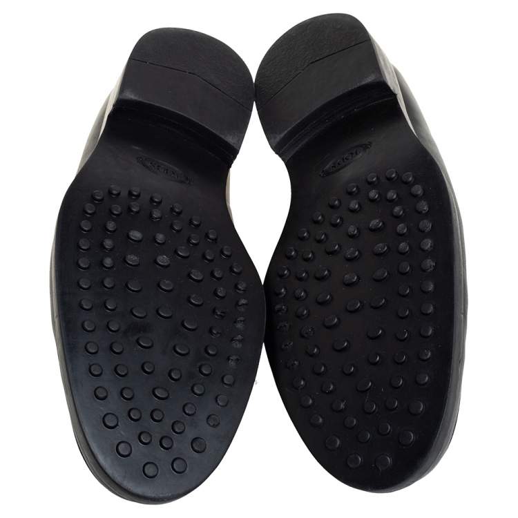 Pre Owned Tod's Black Leather Slip On Loafers Size 41 