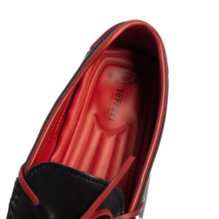 Pre Owned Tod's By Ferrari Black Leather Bow Slip On Loafers Size 43