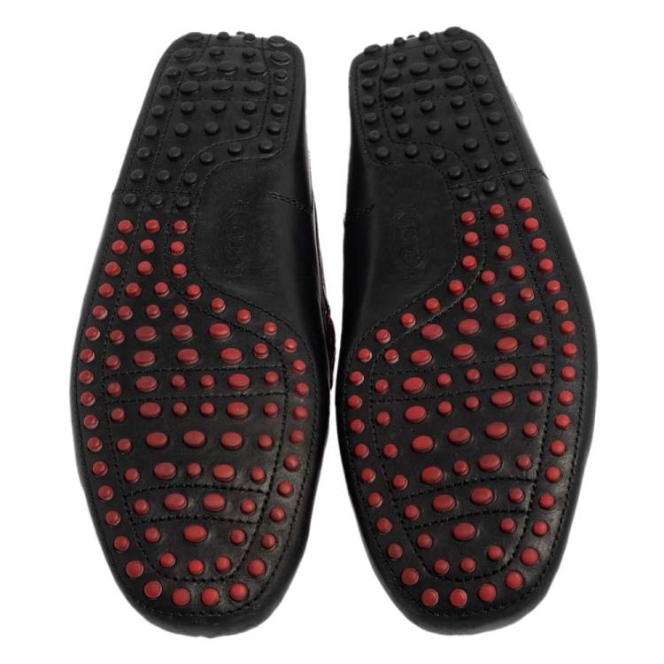 Pre Owned Tod's By Ferrari Black Leather Bow Slip On Loafers Size 43