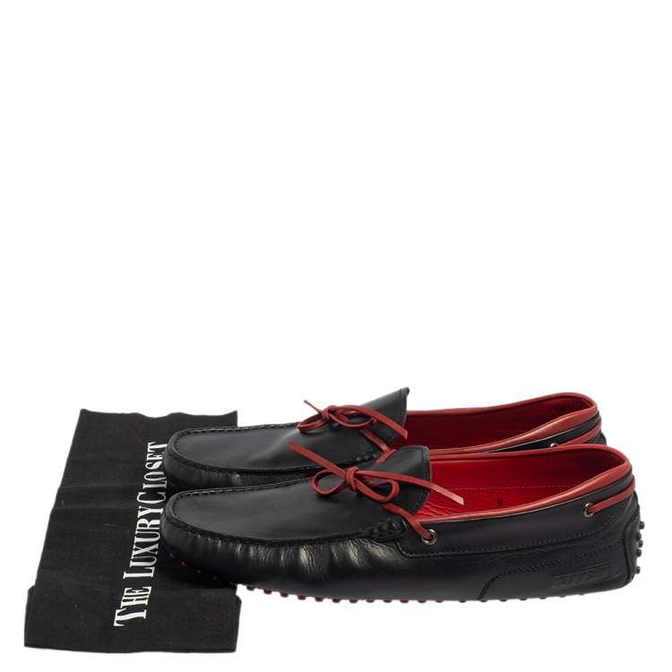 Pre Owned Tod's By Ferrari Black Leather Bow Slip On Loafers Size 43