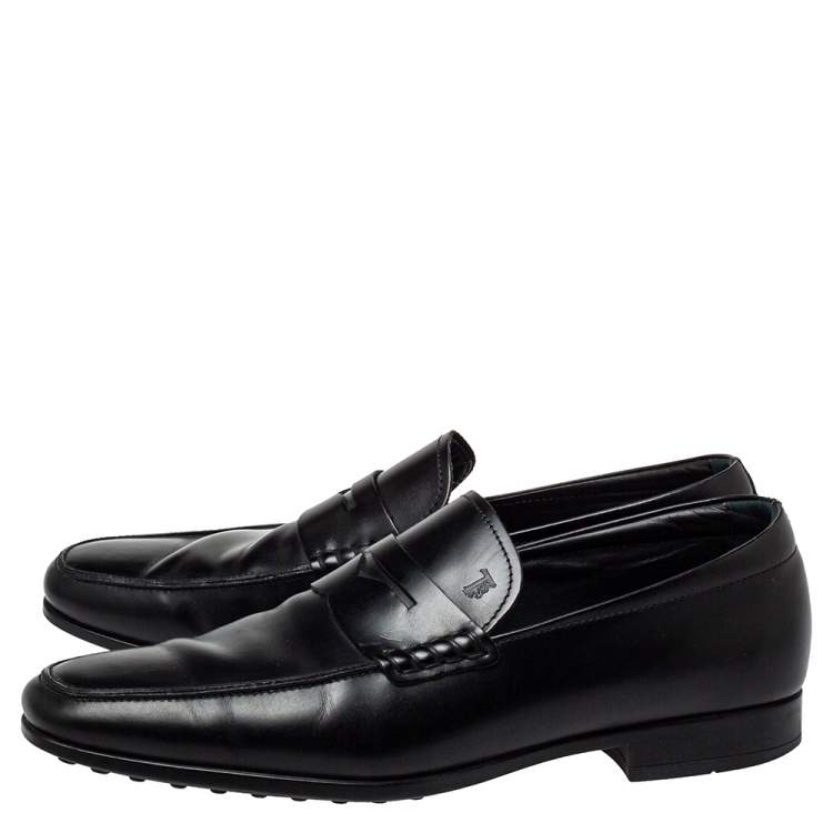 Pre Owned Tod's Black Leather Penny Loafers Size 39.5