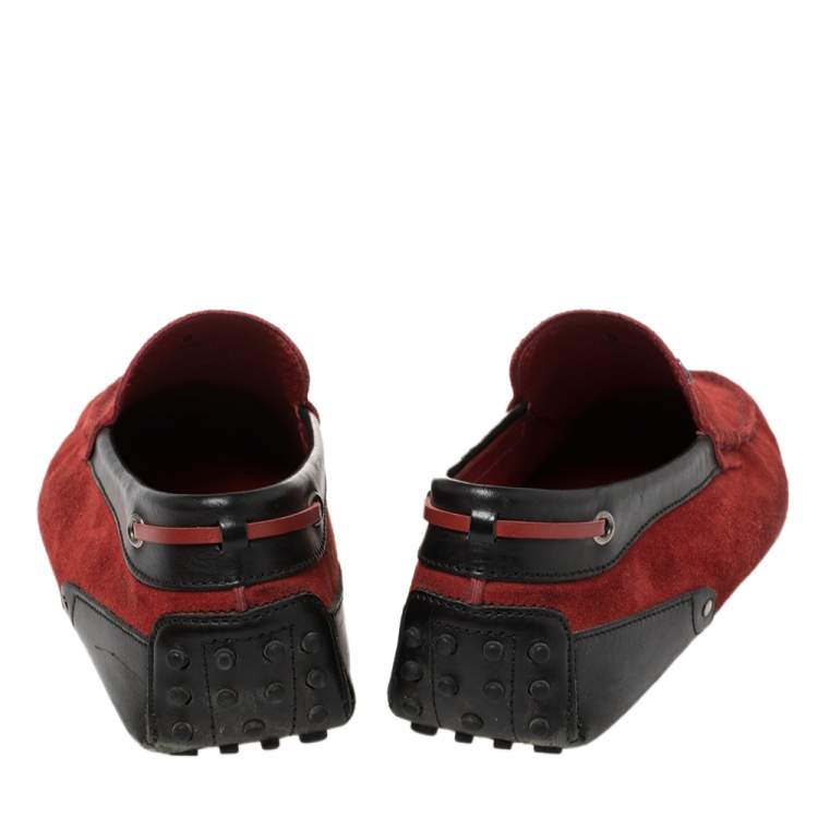 Pre Owned Tod's for Ferrari Red Suede Slip On Loafers Size 43