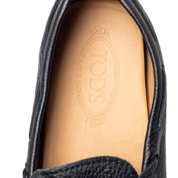 Pre Owned Tod's Black Leather Bow Slip On Loafers Size 41.5