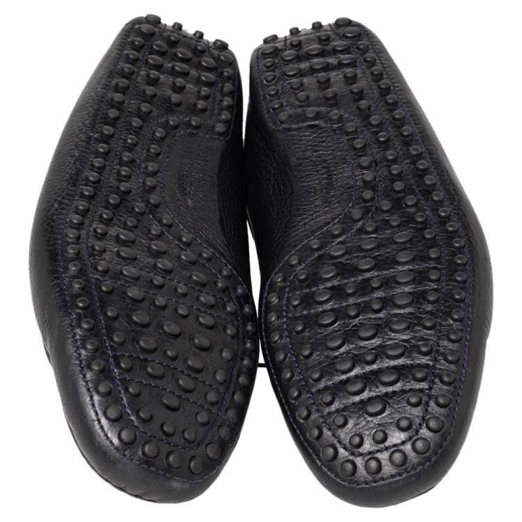 Pre Owned Tod's Black Leather Bow Slip On Loafers Size 41.5