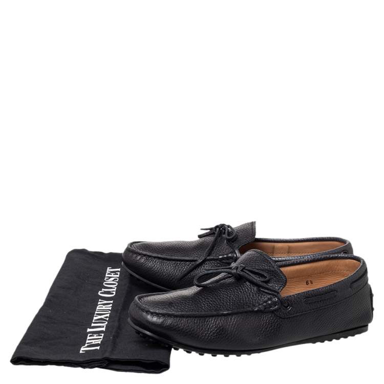 Pre Owned Tod's Black Leather Slip on Loafers Size 40