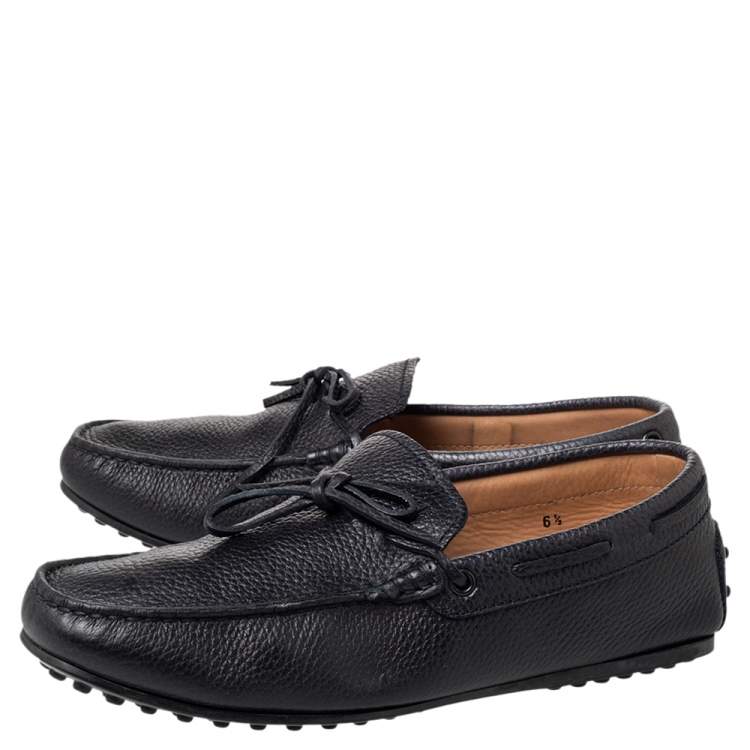 Pre Owned Tod's Black Leather Slip on Loafers Size 40