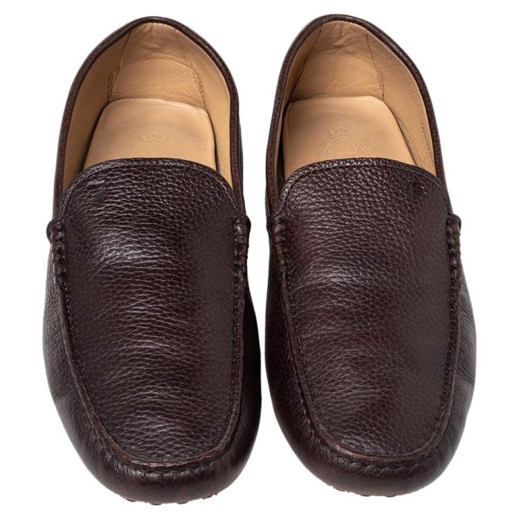Pre Owned Tods Brown Leather Slip on Loafers Size 42