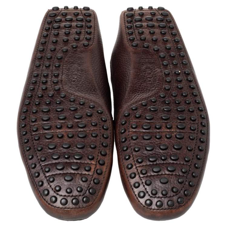 Pre Owned Tods Brown Leather Slip on Loafers Size 42