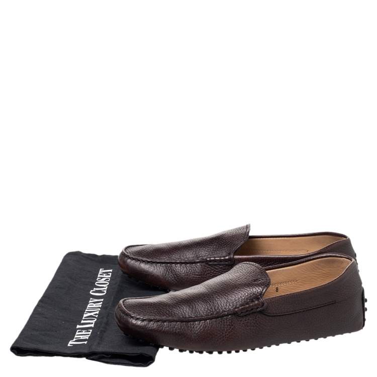 Pre Owned Tods Brown Leather Slip on Loafers Size 42