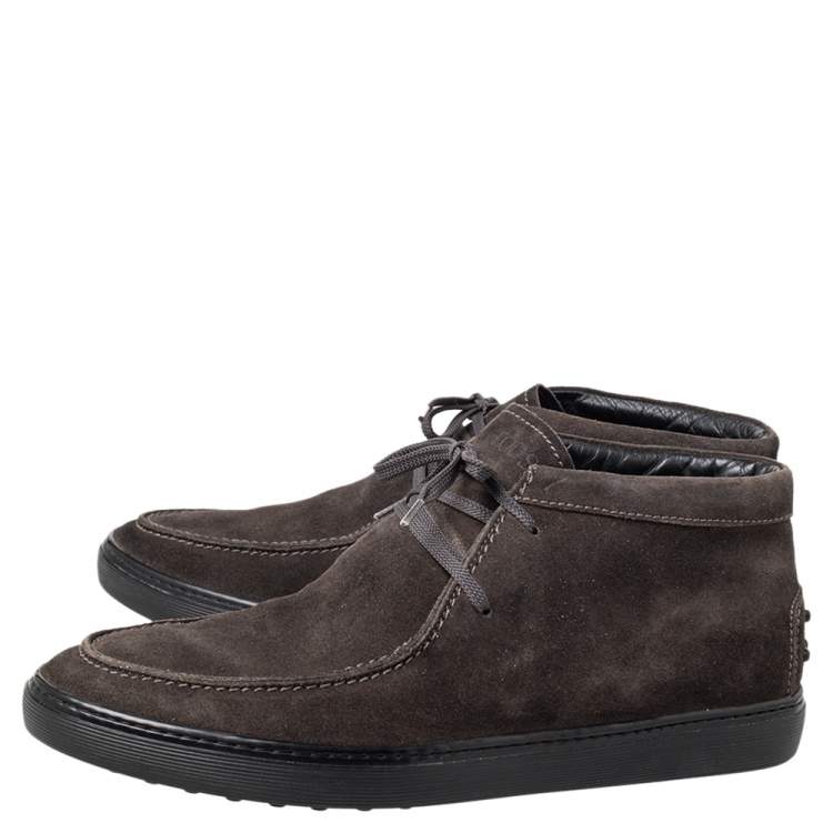 Pre Owned Tod's Brown Suede Lace Up Boots Size 42.5