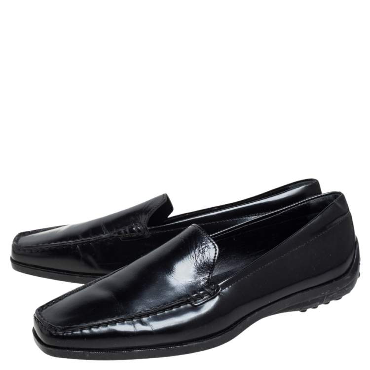Pre Owned Tod's Black Leather Slip On  Loafers Size 36