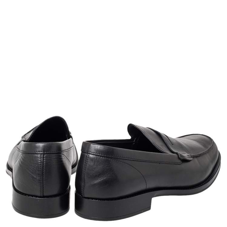 Pre Owned Tod's Black Leather Penny Slip On Loafers Size 45