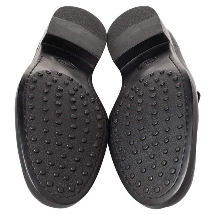 Pre Owned Tod's Black Leather Penny Slip On Loafers Size 45