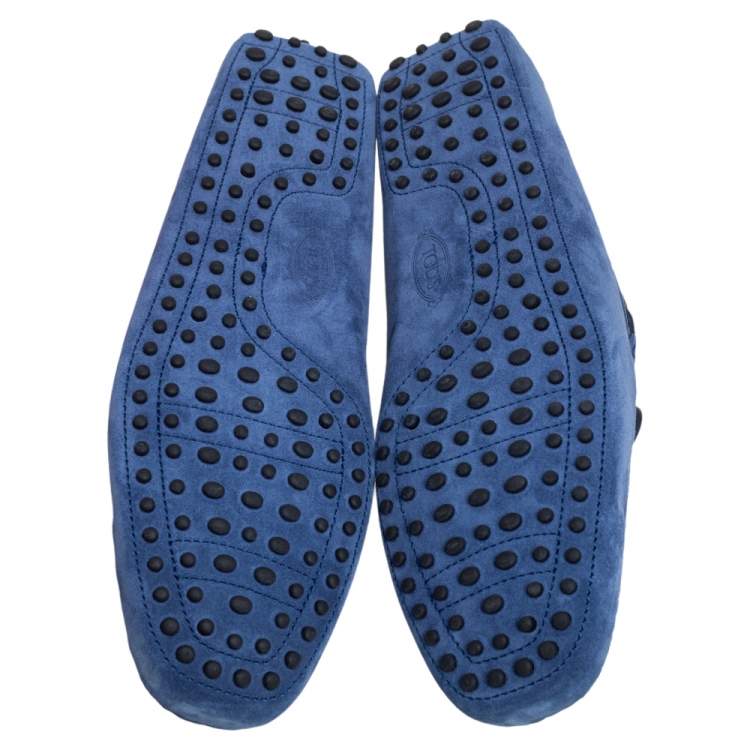 مملوكة مسبقًا Tod's By Ferrari Blue Suede Bow Loafers Size 47