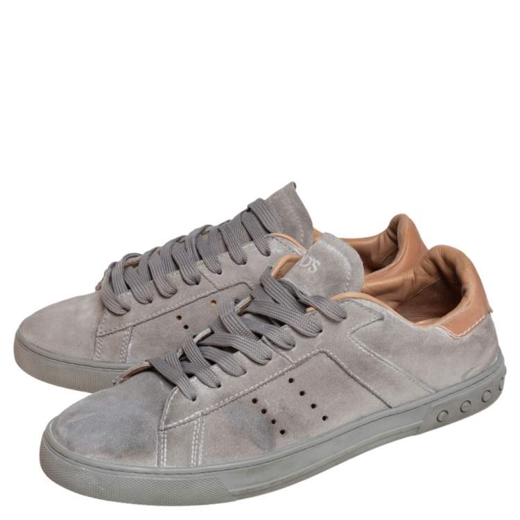 Pre Owned Tod's Grey Suede Low Top Snekaers Size 44