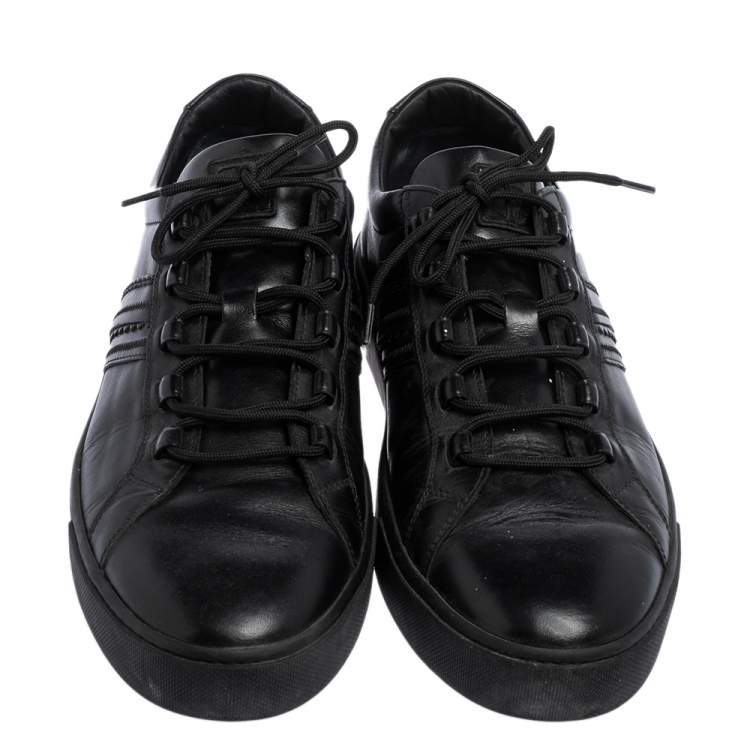 Pre Owned Tod's Black Leather Low Top Sneakers Size 44.5