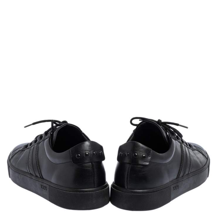 Pre Owned Tod's Black Leather Low Top Sneakers Size 44.5