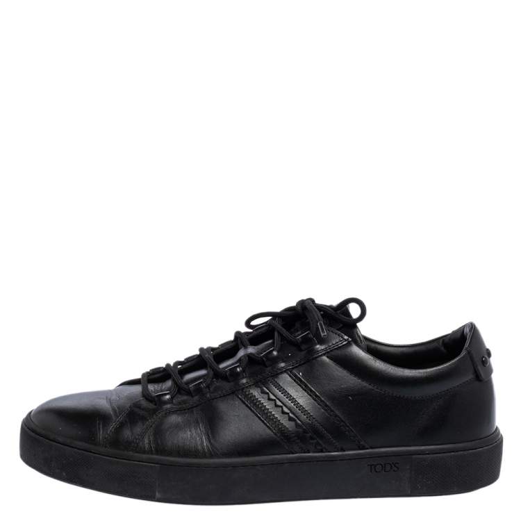 Pre Owned Tod's Black Leather Low Top Sneakers Size 44.5