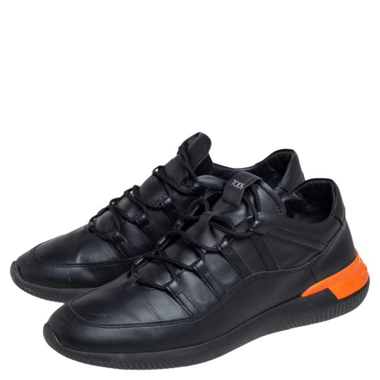 Pre Owned Tod's Black Leather No Code 1 Low Top Sneakers Size 44.5