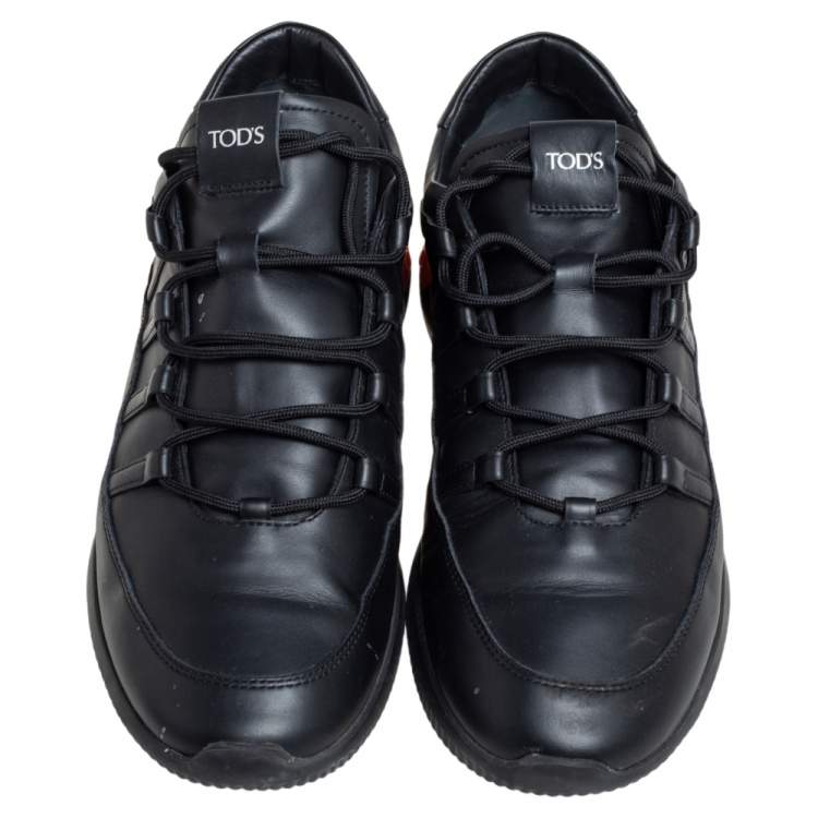 Pre Owned Tod's Black Leather No Code 1 Low Top Sneakers Size 44.5