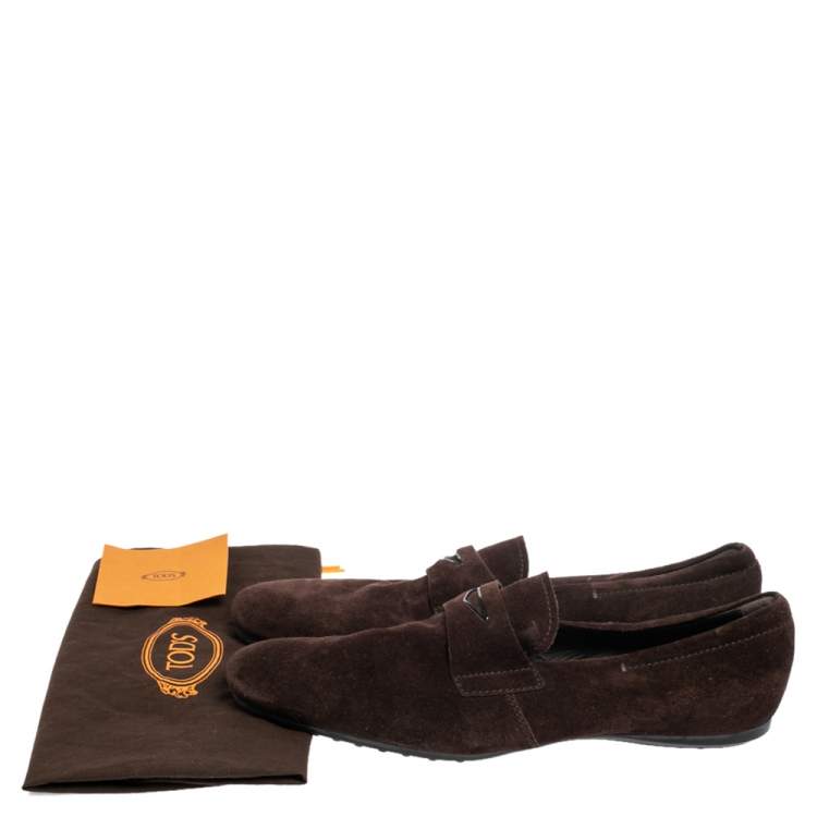 مملوكة مسبقًا Tod's Brown Suede Slip On Loafers Size 45