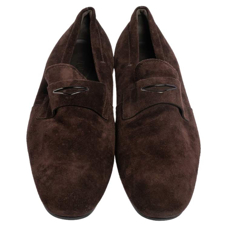 مملوكة مسبقًا Tod's Brown Suede Slip On Loafers Size 45