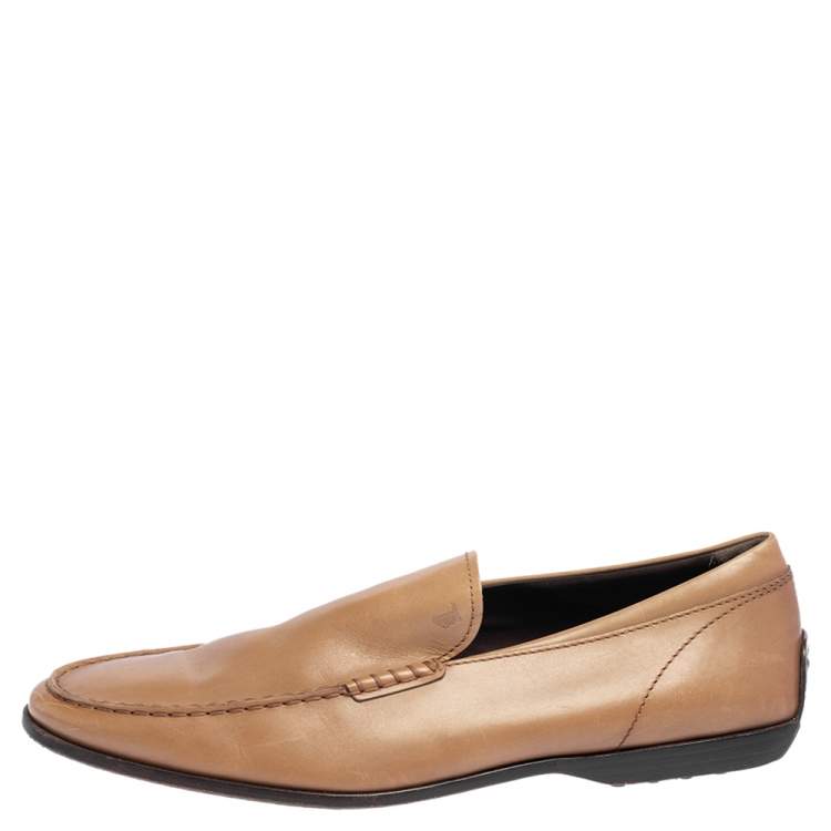 Pre Owned Tod's Brown Leather Slip On Loafer Size 45
