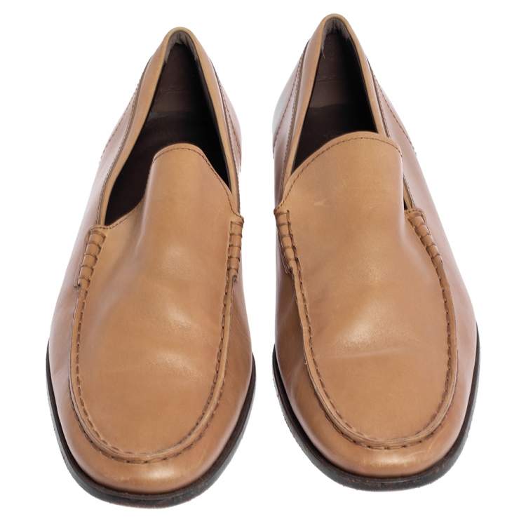 Pre Owned Tod's Brown Leather Slip On Loafer Size 45