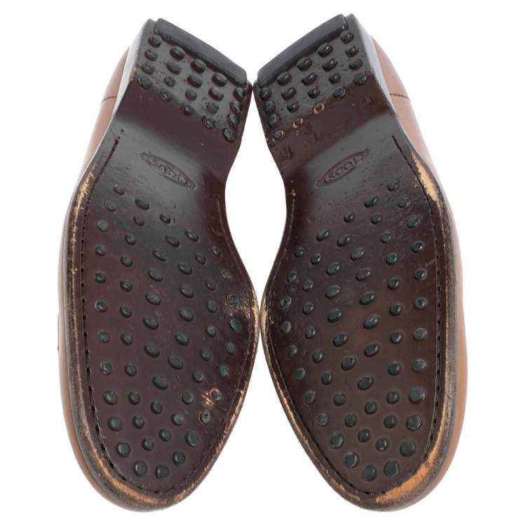 Pre Owned Tod's Brown Leather Slip On Loafer Size 45