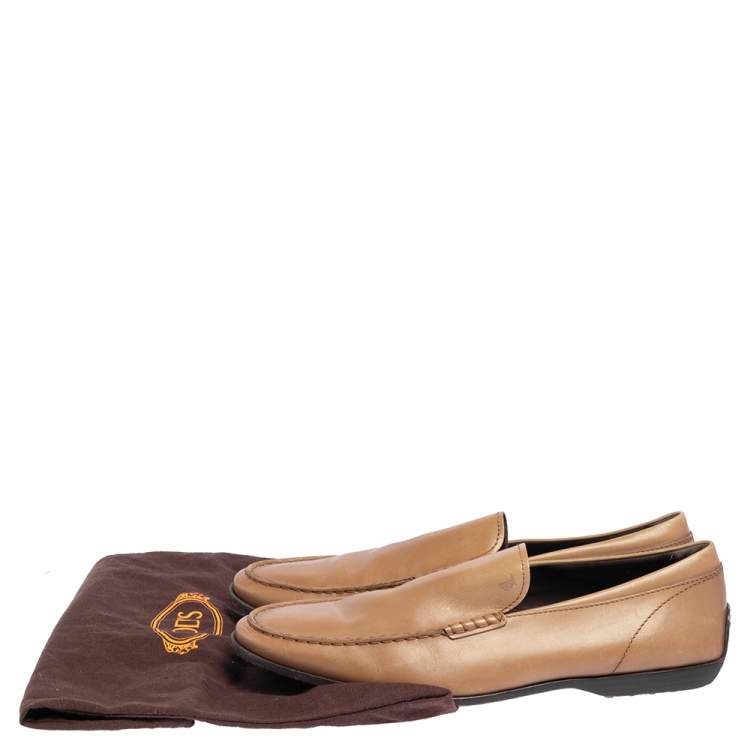 Pre Owned Tod's Brown Leather Slip On Loafer Size 45