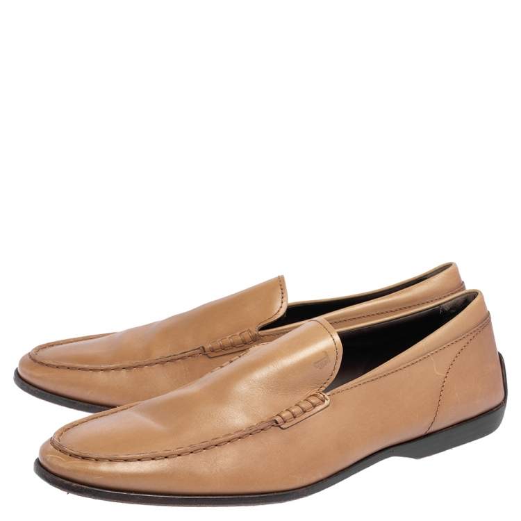Pre Owned Tod's Brown Leather Slip On Loafer Size 45