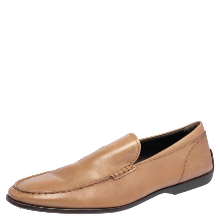 Pre Owned Tod's Brown Leather Slip On Loafer Size 45