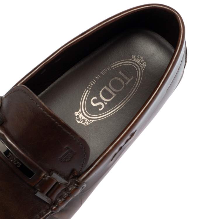 Pre Owned Tod's Brown Leather Slip On Loafers Size 41