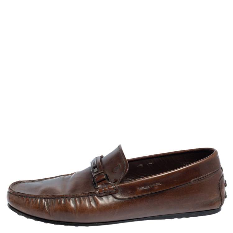 Pre Owned Tod's Brown Leather Slip On Loafers Size 41