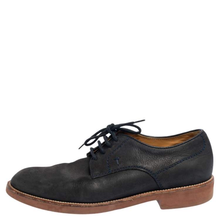 Pre Owned Tod's Navy Blue Suede Lace Up Derby Size 41