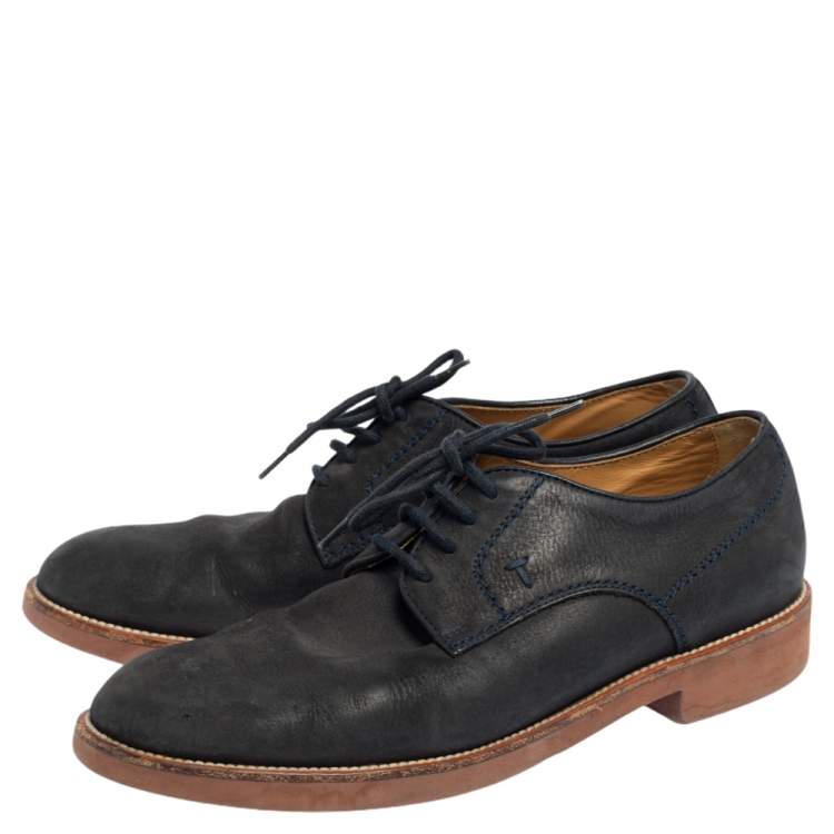 Pre Owned Tod's Navy Blue Suede Lace Up Derby Size 41