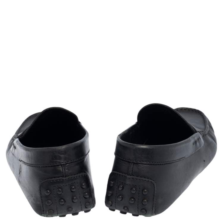Pre Owned Tod's Black Leather Penny Loafers Size 41.5