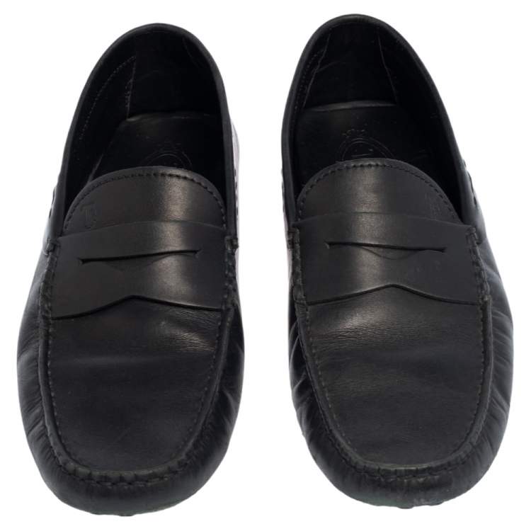 Pre Owned Tod's Black Leather Penny Loafers Size 41.5